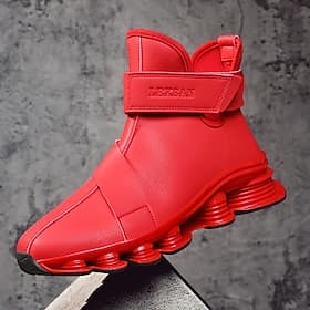 Men's Red Sports Shoes – Stylish  Comfortable with Mesh Upper and Air Cushion, Perfect for Holiday Casual Wear and Christmas Parties