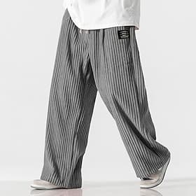 Men's Sweatpants Wide Leg Sweatpants Trousers Corduroy Pants Baggy Pants Drawstring Elastic Waist Solid Color Comfort Full Length Casual Daily Outdoor Fashion