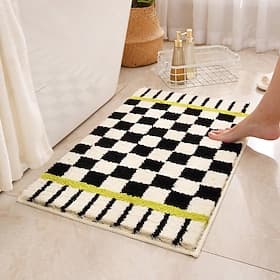 Bathroom Mat Vintage Plaid Absorbent Quick-Dry Plush Floor Rug Non-Slip Mat for Bathroom Toilet Bedroom Bedside Home Decor