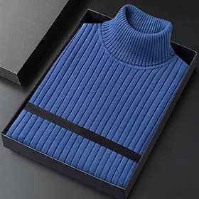 Men's Turtleneck Sweater Pullover Sweater Jumper Ribbed Knit Regular Tops Knitted Ribbed Plain High Neck Basic Keep Warm Casual Daily Wear Clothing Apparel Win