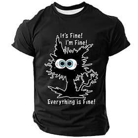 Its Fine Im Fine Everything Is Fine T Shirt Funny Frazzled Cat Graphic Tee Sarcastic Mental Health Humor Chaos Gift Clothing Apparel S M L XL XXL XXXL
