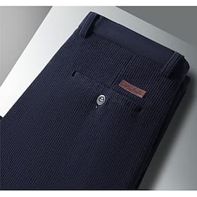 Men's Trousers Corduroy Pants Casual Pants Dress Slacks Fleece Lined Solid Colored Outdoor Full Length Daily Formal Basic Classic Blue Dark Khaki High Waist Mi