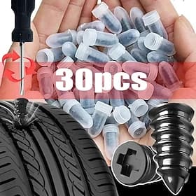30Pcs Car Motorcycle Vacuum Tyre Repair Nails Truck Scooter Bike Tire Puncture Repair Tubeless Tools Rubber Metal Accessories (15L15S)