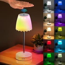 Gesture Sensing Night Light with Height Adjustable Pole, 7 Color Changing  3 RGB Modes Table Lamp with Touchless Gesture Control, Stepless Dimmable Bedside Lam