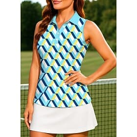 Women's Geometric Plaid Checkered Contrast Color Workout Tank Top Sport Shirt Golf Polo Shirt Sleeveless Sporty UPF50 UV Resistant Trainer Dancing UV Protectio