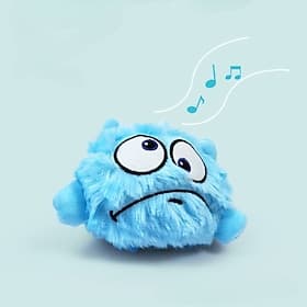 Pet Electric Bouncing Ball Plush Toy with Cartoon Animal Head - Vocal Vibration Dog Toy - Plush Squeak Toy - Dog Chew Toy