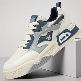 Men's White and Blue Sporty Sneakers – Lightweight and Durable Running Shoes with Breathable Upper, Perfect for Sports, Gym and Casual Outings