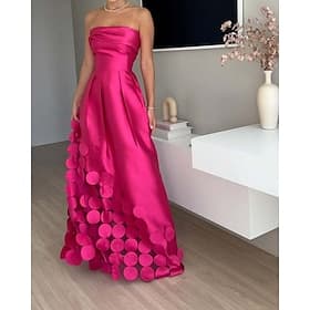 Women's Long Dress Maxi Dress Prom Dress Party Dress Cocktail Dress Elegant Evening Party Party Special Occasion Regular Fit Plain Sleeveless Strapless Rose Re
