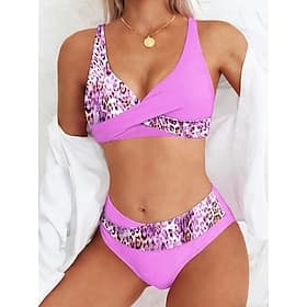 Women's Swimwear Bikini Cheeky Swimsuit Vacation Fashion Graphic Polka Dot V Neck Sleeveless Bathing Suits