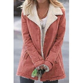 Women's Teddy Coat Casual Jacket Comfortable Breathable Pocket Buttons Casual Plain Vacation Street Casual Daily Wear Single Breasted Regular Turndown Regular