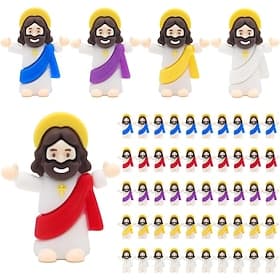 50/100pcs Little Jesus Figures, Mini Jesus Figurines in Bulk Easter Gift Tiny Statues for Easter Egg Stuffers Multicolor Tiny Jesus Figures, Miniature Figurine thumbnail 2
