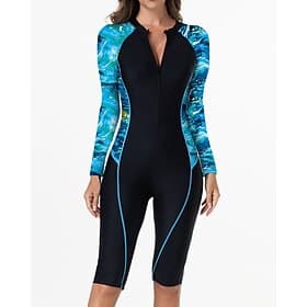 Mujer Camiseta Protección Solar Surf Traje de baño Trajes de baño Tie-dye Cerrar Utra ligero (UL) Protección UV Elástico Manga Larga Bañadores Surf Submarinism