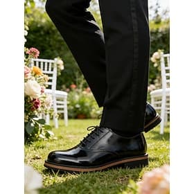 Men's Black Oxford Shoes – Classic  Lace-Up Shoes with Durable Sole, Ideal for Business, Office Wear and Formal Occasions and Weddings