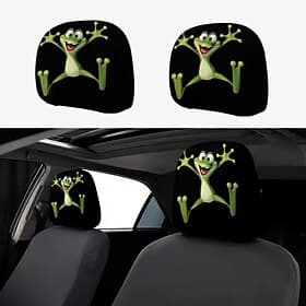 2pcs Cute Cartoon Animal Printed Car Headrest Covers, Unfilled, Automotive Interior Accessories, Universal Car Headrest Covers, Car Interior Decorations, Suita