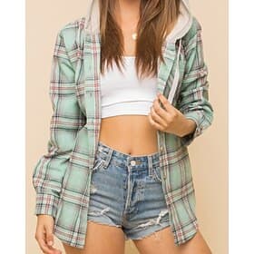 Damen Bluse Patchwork Knöpfe Karomuster Lässig Langarm Mit Kapuze Normale Oberteile Täglich Ausgehen Blau Schwarz Purpur Grün Grau Herbst Winter