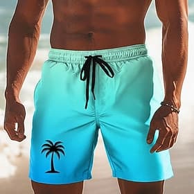 Hombre Árbol de coco Degradado de color Plantas tropicales Boxers de Natación Pantalones de Natación Pantalones de Surf Media cintura Hawaiano vacaciones en la thumbnail 2
