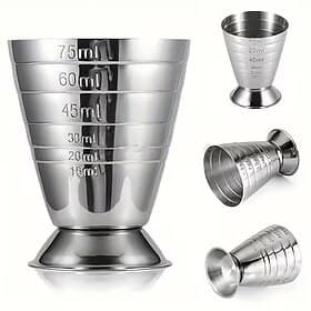 Stainless Steel Measuring Cup with Stable Stable Base  Spout - Heavy-Duty 304 Mixing Cup with Clear Scale  Ounce/ML Markings for Bars, Cafes, Home - Ideal for