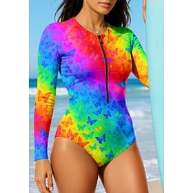 Women's Regular Rash Guard Gradient Abstract UPF50 Quick Dry Lightweight Long Sleeve Bodysuit Swim Shirt Surfing Canoeing Beach Summer