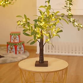 Olive Leaf Simulated Tree LED Tree Light 50cm/19.69Inch AAA Battery USB Dual purpose Spring and Summer Indoor Bedroom Living Room Dining Room Party Desktop Dec