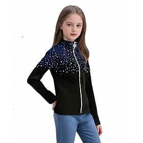 Figure Skating Fleece Jacket Women's Girls' Ice Skating Jacket Top Black Stretchy Training Competition Skating Wear Thermal Warm Crystal / Rhinestone Long Slee