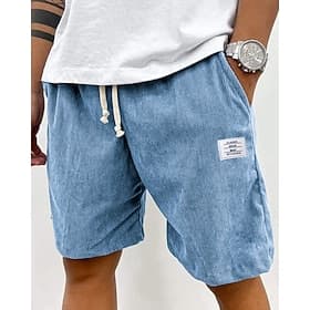 Homme Shorts Short décontracté Short en velours côtelé Avec Poches Taille Élastique Uni Confort Respirant Longueur Genou Extérieur Vacances Tenue quotidienne V