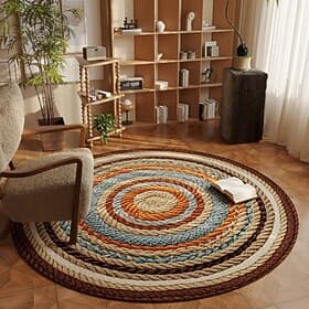 Vintage-Boho-Chic-Teppich, runder Stuhlvorleger, hochwertiger Sofa- und Couchtischbezug, luxuriöser Wohnzimmerteppich, fleckenabweisende Fußmatte für Schlafzim