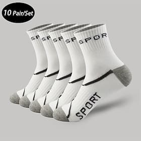 Homme 10 paires Chaussettes Chaussettes de Course Chaussettes Décontractées Noir Blanche Couleur Bloc de Couleur Texte Extérieur Vacances Tenue quotidienne Moy