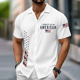 Men's 4th of July U.S. 250th Anniversary US Flag Patriotic Shirt Button Up Shirt Short Sleeve Fashion Casual Holiday Casual Daily Summer Spring Turndown 3D Pri