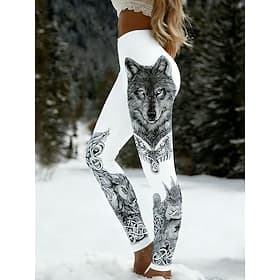 Women's Leggings Vacation Vintage Ethnic Style Full Length High Waist Graphic Animal Soft Comfortable Stretchy Daily Home Outdoor Black White Navy Blue Blue Sp