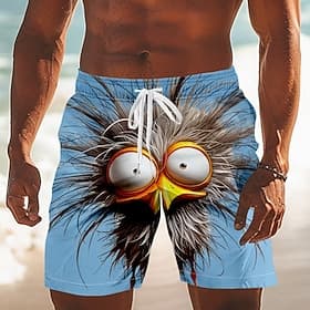 Per uomo Animale Cartoni animati Frizzle Chickens Costumi da bagno Pantaloncini da mare Pantaloncini da Surf Misura del girovita medio Divertente All'aperto Va