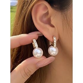 Women's Alloy Imitation Pearl Earrings – Elegant Design in Multiple Colors, Perfect for Weddings and Everyday Wear