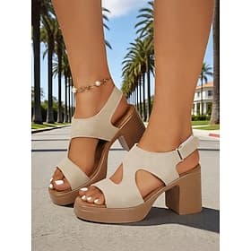 Klobige Plateau-Sandalen für Damen – bequeme Schuhe mit hohem Blockabsatz für sommerliche Städtetrips, Stadtspaziergänge und Urlaubsreisen