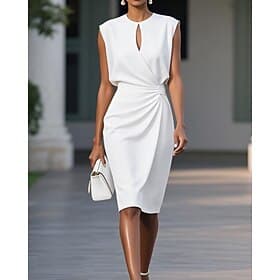 Women's Mini Dress Sheath Dress Modern Outdoor Going out Weekend Regular Fit Plain Sleeveless Crew Neck Black White Red Green Summer
