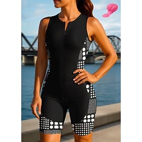 Women's Cycling Jersey Triathlon Tri Suit Downhill Jersey Sleeveless Summer Spring Autumn / Fall Black Geometric Polka Dot Funny Bike Sunscreen UV Resistant 3D