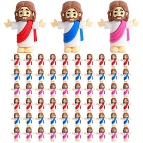 50/100pcs Little Jesus Figures, Mini Jesus Figurines in Bulk Easter Gift Tiny Statues for Easter Egg Stuffers Multicolor Tiny Jesus Figures, Miniature Figurine