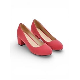 Women's Pink Suede Heels with Block Heel - Elegant  Comfortable High Heel Shoes for Valentine's Day, Date Night, and Special Occasions