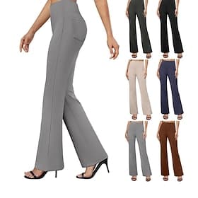 Women's Culottes Wide Leg Chinos Vacation Streetwear Casual Full Length Medium Waist Plain Elastic Waist Comfortable Stretchy Daily Outdoor Vacation dark brown
