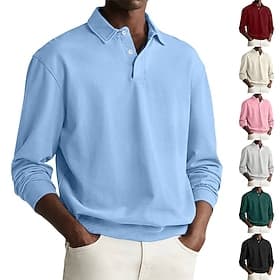 Men's Sweatshirt Pullover Hoodie Sweatshirt Pullover Button Up Hoodie Black White Pink Burgundy Dark Green Lapel Plain Sports  Outdoor Casual Daily Cotton Poly