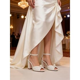 Luxury Pearl Wedding Heels for Bride – Elegant Block Heel Bridal Shoes for Church  Ballroom Weddings