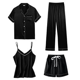 Women's Pajamas Loungewear Pajama Set Warm Fashion Casual Pure Color Elastic Waist Pant Shorts Home Vacation Street Long Sleeve Shirt Collar Black White Pink R