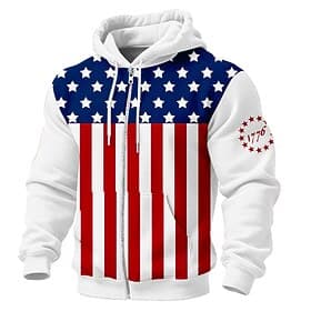 4th of July 2026 250th Memorial Day Men's Streetwear Designer US Flag Hooded T-Shirt Daily Street