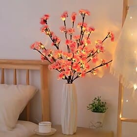 70CM 20 LED Beads Artificial Cherry Blossom Tree Branch Lights, AA Battery Operated, Indoor Bedroom, Living Room, Dining Room, Party, Valentine's Day, Wedding,