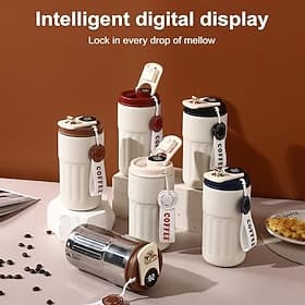 316 Stainless Steel Insulated Bottle Coffee Mug with Digital Temperature Display  Touch-Sensing Lid - Self-Cooling/Heating Cup, Real-Time Indicator, Portable T