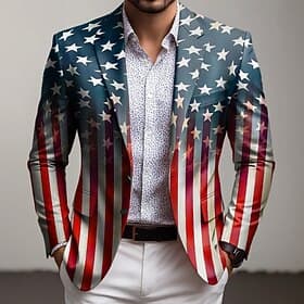 Jour de l'indépendance américaine Homme Drapeau Américain Veste blazer Manteau Mode Confortable Respirant Artistique Occasionnel Occasionnel Quotidien Festival
