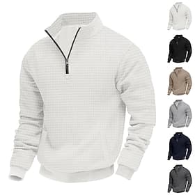 Per uomo Maglia Maglione Felpa con zip corta Nero Grigio chiaro Mezza zip Semplice Casuale Quotidiano Sport  Outdoor Streetwear Essenziale Autunno Inverno Abbi