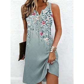 Women's Mini Dress Shift Dress Sundress Summer Dress Off The Shoulder Dress Vacation Casual Daily Holiday Going out Regular Fit Floral Graphic Sleeveless V Nec