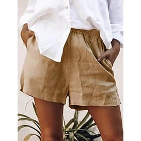 Women's Summer Shorts Beach Shorts Baggy Shorts Vacation Basic Casual Short High Waist Plain Pocket Elastic Waistband Comfort Quick Dry Soft Stretchy Beach Hol