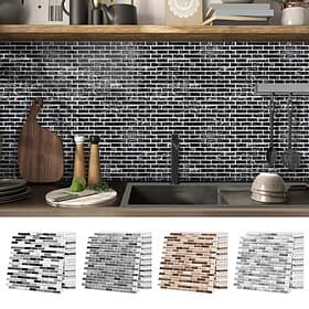 10-Sheet Peel and Stick Marble Backsplash Tile, Self-Adhesive Wall Tiles Stick on Kitchen Laundry Room RV Renter - 12 x 12 Inch