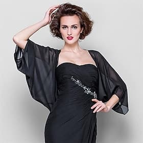 Châles enveloppe bolero pour femmes shrug manteaux vestes élégante protection solaire 3/4 longueur de manche chiffon wraps invité de mariage avec couleur pure