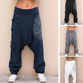 Homme Sarouel Pantalons Pantalon d'été Pantalon carotte fuselé Pantalons Amples Taille Élastique Imprimé Poches multiples Impressions Graphiques Confort Doux O